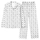 thumbnail image 5 of Pijama informal de manga larga con estampado para mujer, traje de pijama con solapa holgada y bolsillo con botones, top y pantalones de poliéster., 5 of 7