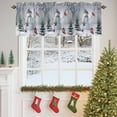 thumbnail image 5 of Grey Snowman Christmas Valances for Windows, Xmas Tree Snowflake Birds Rod Pocket Valance Short Window Treatments Curtains for Kitchen Bathroom Bedroom Decor, 56 x 16 In, 5 of 9