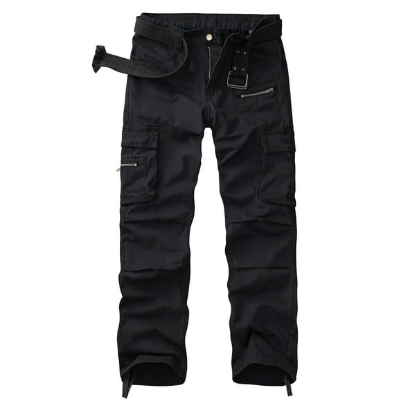 TRGPSG Men's Casual Cargo Pants with 8 Pockets Cotton Work Pants(No Belt)
