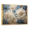 thumbnail image 2 of Designart "Blue And White Bouquet: Collage Of Chrysanthemums" Chrysanthemums Floater Framed Canvas Prints, 2 of 5
