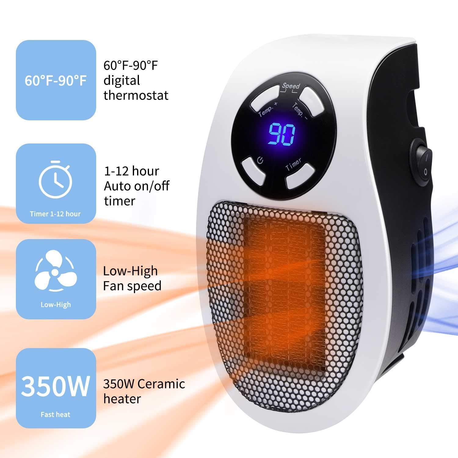Portable Ceramic Mini Heater Plug-in Wall-Outlet Space Heater | Walmart  Canada