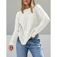 thumbnail image 2 of Pullover Sweaters for Women Ribbed Crew Neck Sweater Chunky Cable Knit Long Sleeve Knitted Sweater Alsol Lamesa, 2 of 3