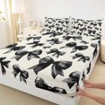 thumbnail image 3 of jejeloiu Cartoon Bow Tie Twin Sheet Sets,Kawaii Bowknot Print Twin Fitted Sheet,Black Bowtie Flat Sheet For Girls Kids,Microfiber Bedroom Decor,3 Pieces, 3 of 7