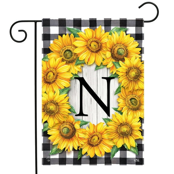 Briarwood Lane Sunflowers Monogram N Garden Flag