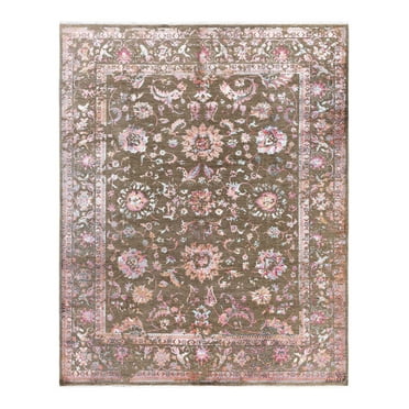 Ikat One-of-a-Kind Handmade Area Rug - Brown, 8' 2" x 9' 10"