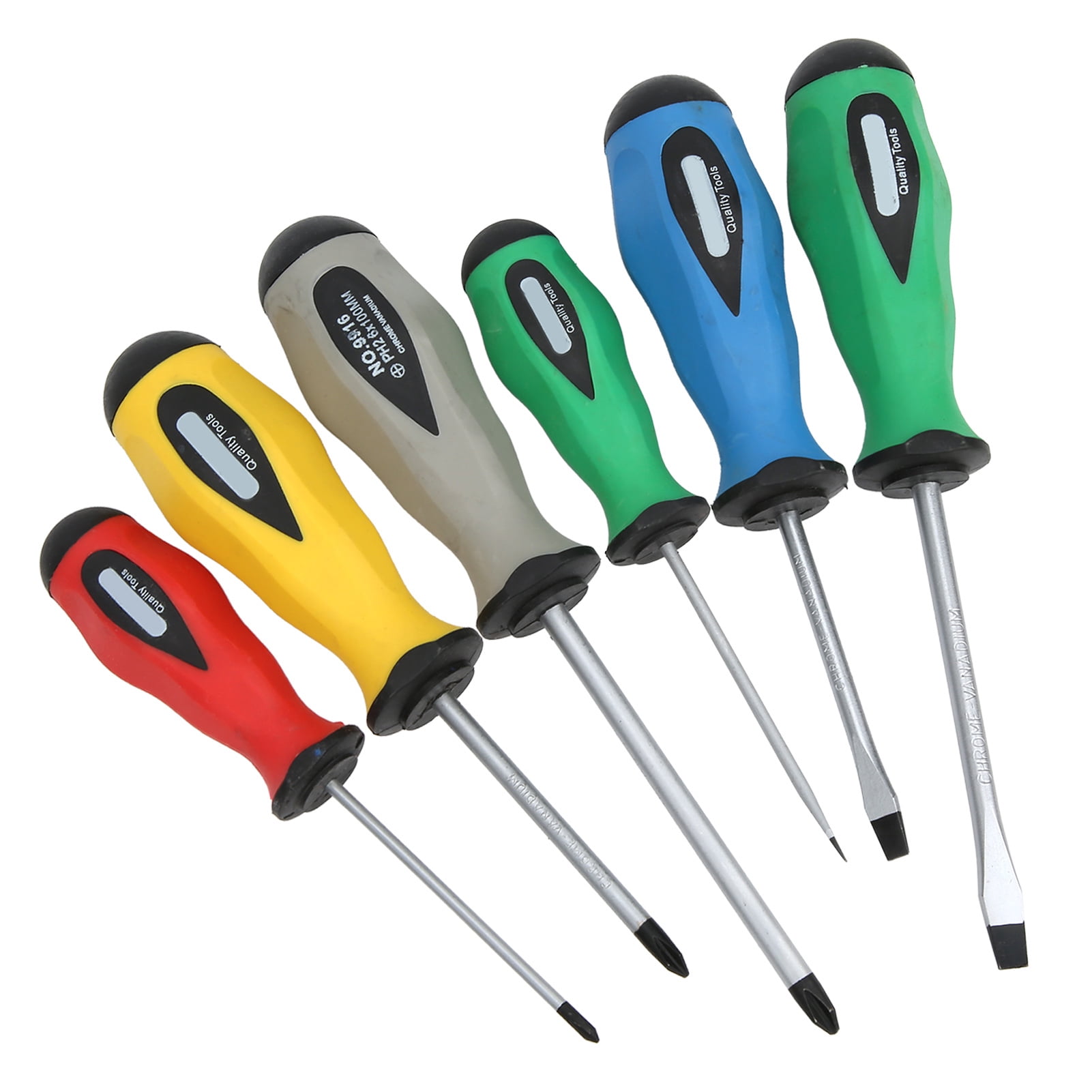 FLAMEEN Screwdriver,Hand Tool,6PCS Alloy Steel Service Screwdriver Set Ergonomic Handle Maintenance Screw Driver Kit