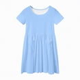 thumbnail image 6 of NOLDARES Girls Dresses Summer Short Sleeve Clothes School Outfits for Kids 2-12 Years(Sky Blue,9-10 Years), 6 of 9