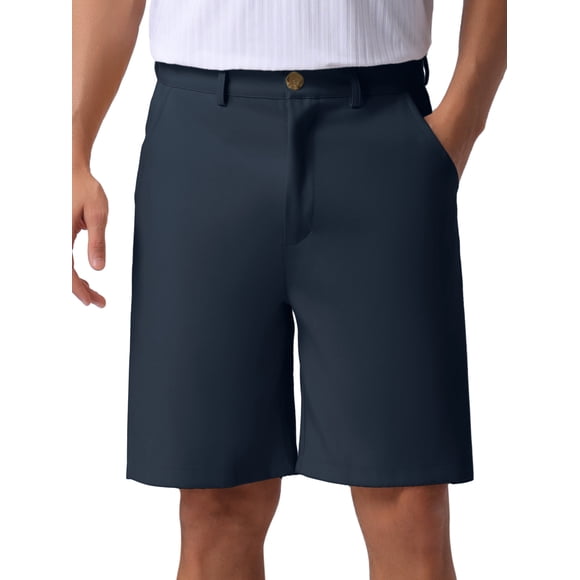 INSPIRE CHIC Men's Summer Solid Color Lightweight Mid-Rise Classic Chino Shorts 32 Navy Blue