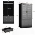 thumbnail image 2 of 65 Inch 2-Shutter Wardrobe,Wooden Armoire Closet  with Hanging Rods and 2 Drawers Large Storage Cabinet with Handles for Home Office, 2 of 8
