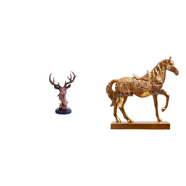 Figura de cabeza de ciervo de resina, estatua de animal, figura de caballo, adorno de mesa, escultura decorativa, artesanía única, ideal para sala de