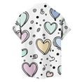 thumbnail image 4 of Yievot Valentines Day Dress Shirt Men Stylish Casual Lapel Short Sleeve Heart Graphic Button Down Shirts Mens Vacation Top, 4 of 5