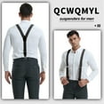thumbnail image 2 of QCWQMYL Heavy Duty Suspenders for Men Leather Full Black Braces Gift Button Suspenders 6 Buttons, 2 of 6