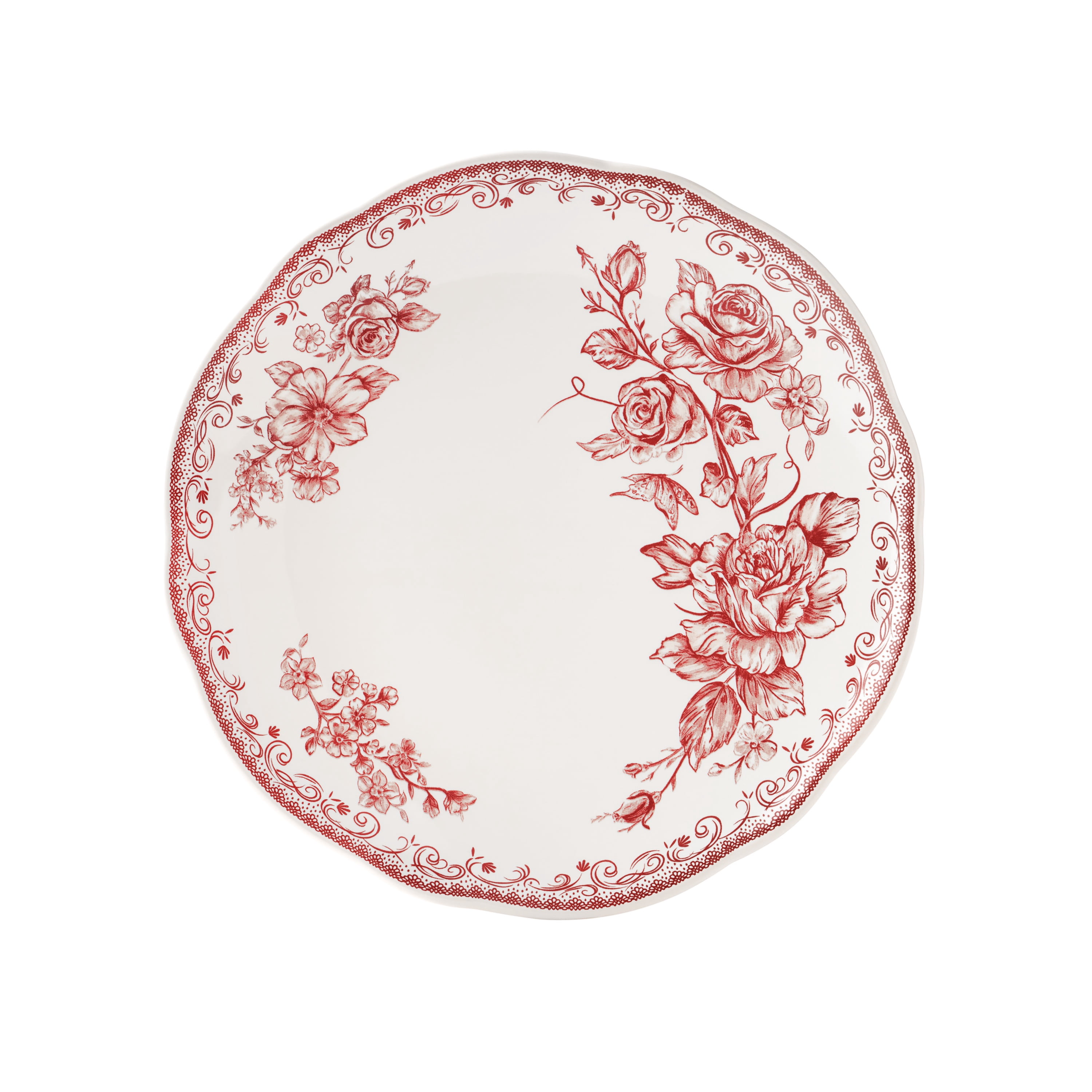 The Pioneer Woman Agatha 12-Piece Stoneware Dinnerware Set, Red