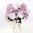 thumbnail image 2 of 1 ramo de 9 cabezas de flores artificiales, peonía, té, rosa, otoño, flores falsas de seda para bricolaje, sala de estar, hogar, jardín, decoración de boda Tan Jianjun unisex, 2 of 2