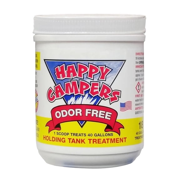 Happy Campers RV Toilet Treatment - Powerful Odor Control, Long-Lasting RV Tank Treatment - Prevents Clogs, Buildup, Sensor Failure - Keeps Holding Tank Clean & Healthy, Odor Free (18 Treatments)