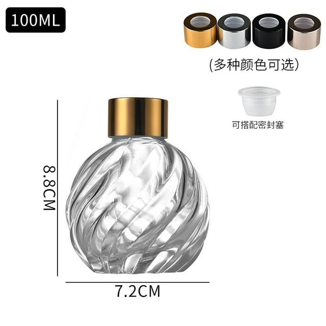 Shisuyan 2pcs 100ml Clear Glass Diffuser Bottles with Screw Caps Decorative Aromatherapy Containers Reed Oil Fragrance Holder for Home Living Room & Bedroom