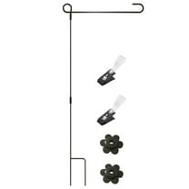 1 Set of Garden Flag Holder Stand Weather Proof Yard Flagpole Metal Flagpole with Clip Stopper