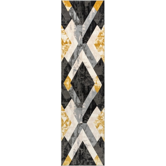 Well Woven Good Vibes Rosa Modern Geometric Gold 2'7" x 9'10" Runner Rug