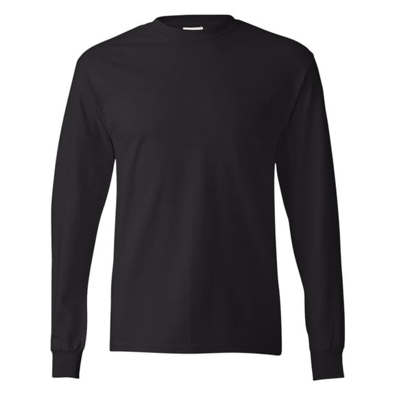 Crown Craze® Unisex Long Sleeve T-Shirt, 100% Cotton Classic Fit Plain Crew Neck Tee (Black, L)