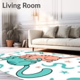 thumbnail image 2 of ODIKA 6'x9' Machine Washable Non-Slip Area Rug, Playful Feline Duo with Swirling Motifs High Traffic Rug, Teal, 724513, 2 of 7