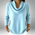 thumbnail image 5 of Liweisiy Women's Cowl Neck Knit Shirts Pullover Long Sleeve Ribbed Knit Soft Sweater Tops Casual Loose Fit Blouse Light Blue S, 5 of 5
