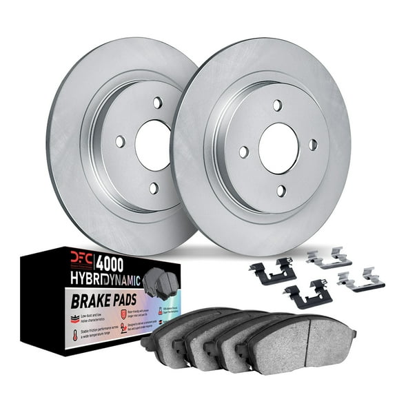 Dynamic Friction Company Rear Geospec Brake Rotors Kit | 4000 HybriDynamic Brake Pads includes Hardware 4812-59025