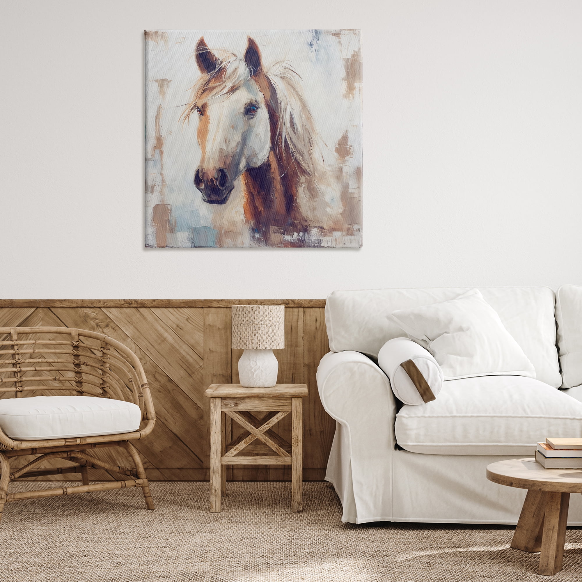 Stupell Industries Rustic Horse Impression Animals Painting Wrapped Canvas Art Print Wall Art, 36 x 36