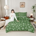 thumbnail image 4 of Homewish Christmas Snowflake 2pcs Bedding Comforter Set for Female Men,Xmas Festival Twin Comforter Sets,Green White Breathable Bedding Set,Lightweight Room Decor,Reversible, 4 of 8