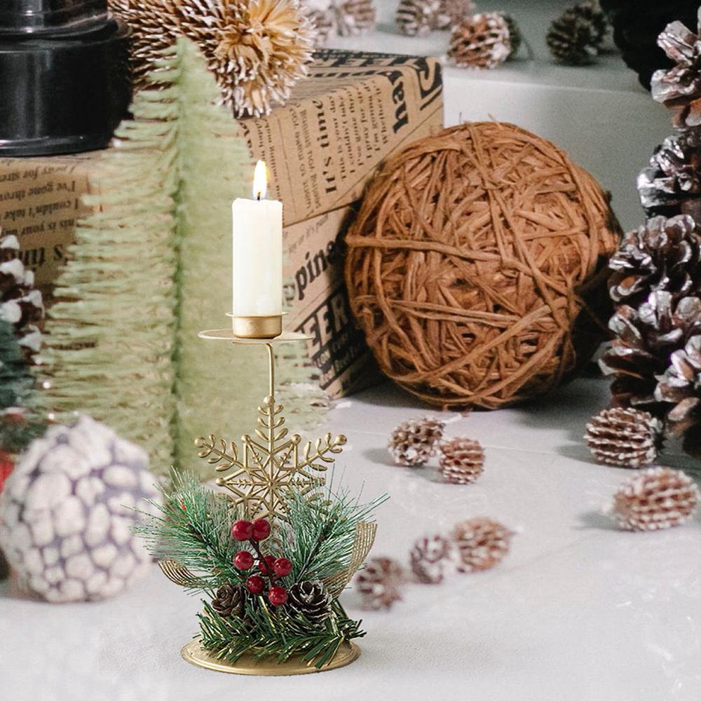 Bougeoir De Noël En Métal Noir Et Bois - Décoration Table Avec Cerf Et Maison | Pour Bougies Chauffe-plat - 7
