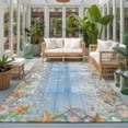 thumbnail image 2 of Large Area Rugs 5'x8', Summer Beach Starfish Carpet Runner Indoor Outdoor Rugs Home Decor Aesthetic, Blue Coastal Ocean Conch Wood Grain Non Slip Mats Washable Accent Rug for Living Room Bedroom, 2 of 8