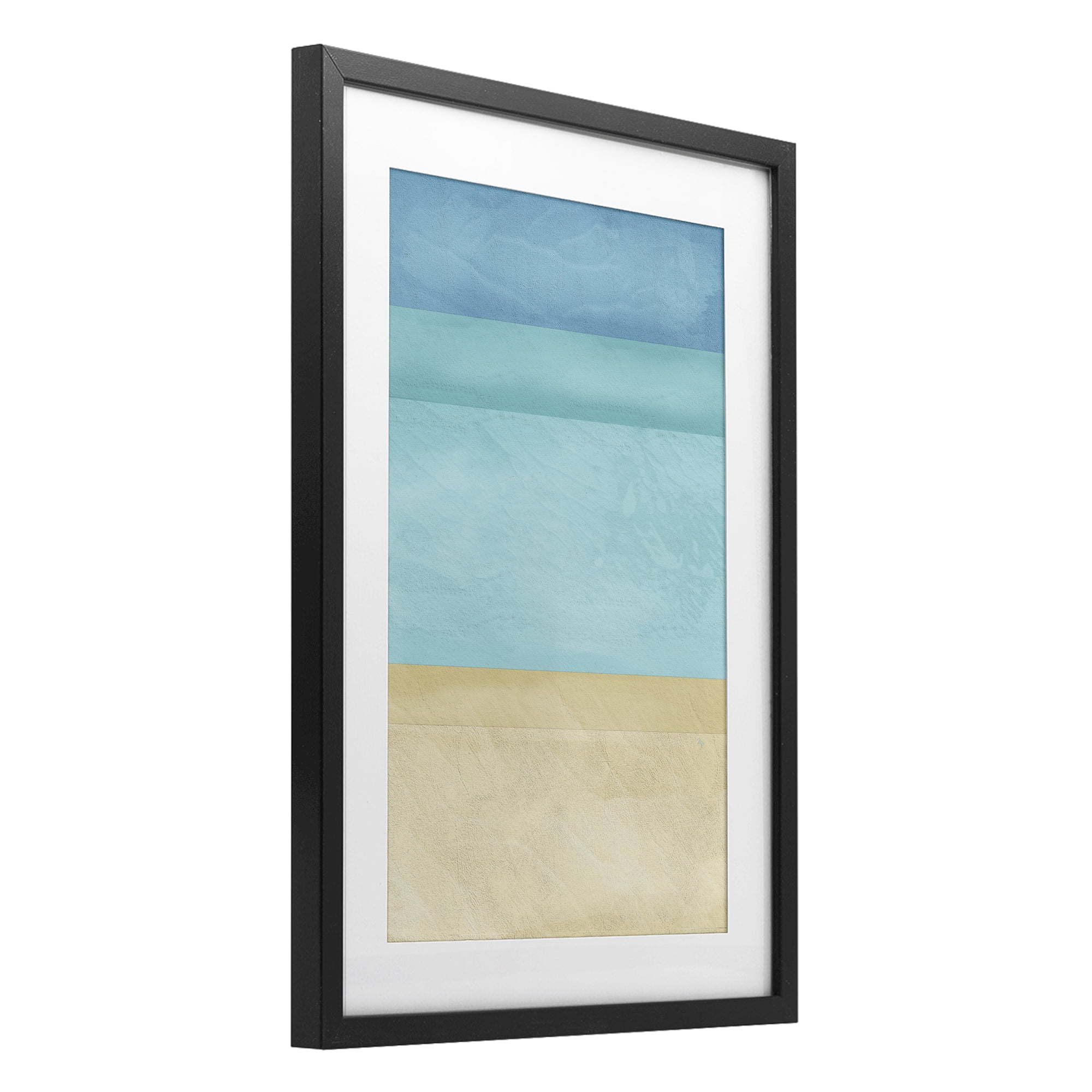 Stupell Industries Abstract Beach Coastal Color Block Black Framed Print Under Glass, design by Martina Pavlova