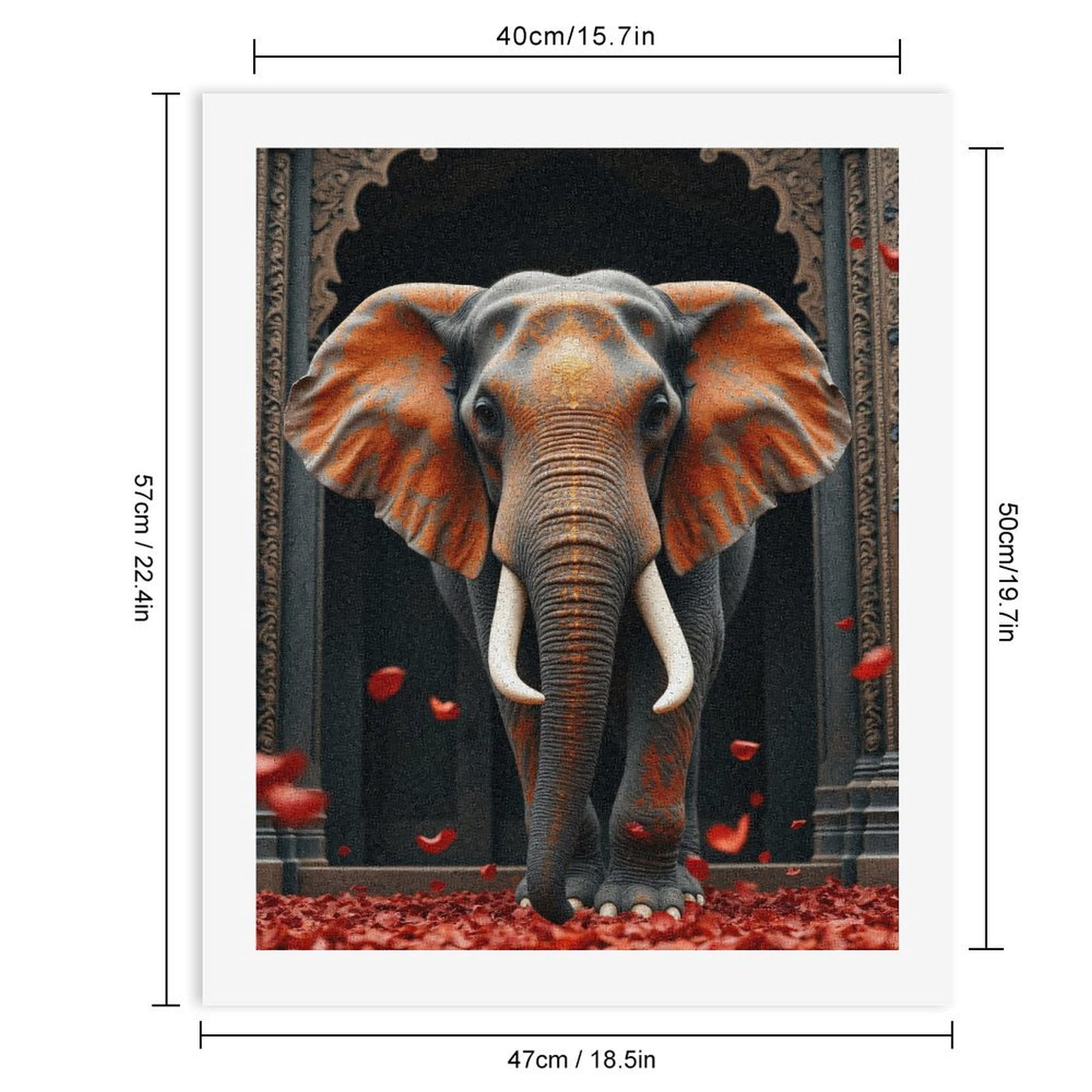 Paint By Numbers Kit for Adults Beginner - DIY Elephant Regal Petals Architecture Canvas Painting Kits for Adults, Frameless Paint By Number for Adults for Home Wall Decor 16x20 Inch