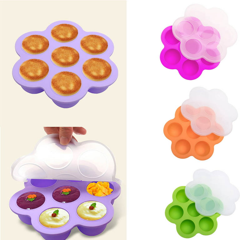 Dropship 7 Holes Egg Bites Molds Silicone With Lid Reusable Baby