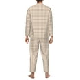 thumbnail image 5 of Kll Brown Gingham Sleepwear Mens Flannel Pajamas,Long Cotton Pj Set, 5 of 9