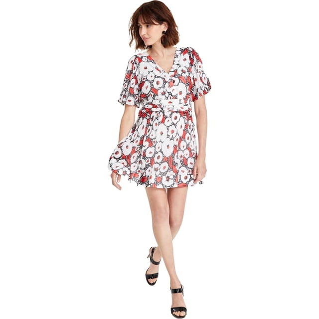 Karl Lagerfeld Womens Apple Wrap Slip Fit & Flare Dress, White, 12