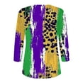 thumbnail image 5 of Xdegoge Womens Mardi Gras Top Plus Size Crewnceck 3/4 Sleeve Tops Luminous Sparkling Carnival Prints Pullover Funny Holiday Whimsical Themed Outfit, 5 of 5