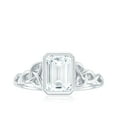 thumbnail image 4 of Rosec Jewels Moissanite Emerald Cut Engagement Ring 2 Ct - Celtic Knot Ring for Women - D-VS1 Quality, 925 Sterling Silver, US 11.50, 4 of 9