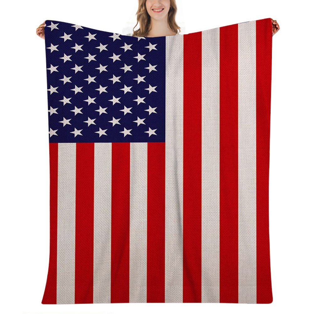 Memorial Day American Fleece Blanket Luxury Bed Blanket Fuzzy Soft