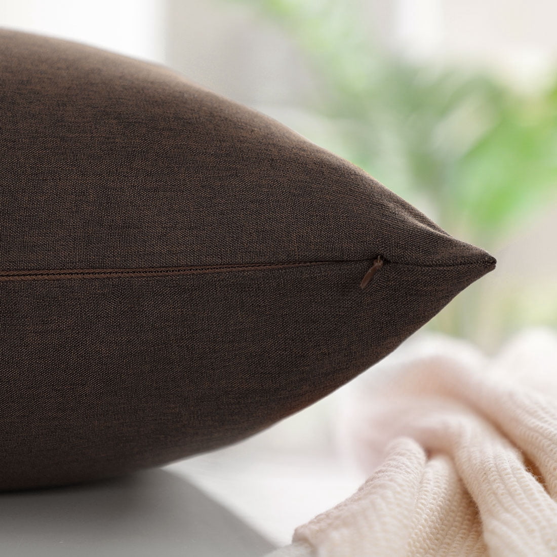 Unique Bargains 2-Pack Solid Waterproof Decorative Throw Pillow Covers Brown 18" x 18"