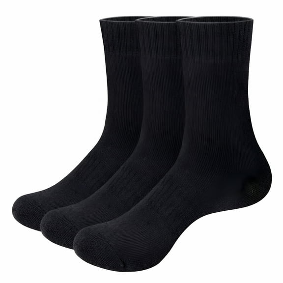 TELOLY Diabetic Socks for Men Women, Merino Wool Non-Binding Top Socks with Cushion Sole, Seamless Toe 3 Pairs Black 2XL