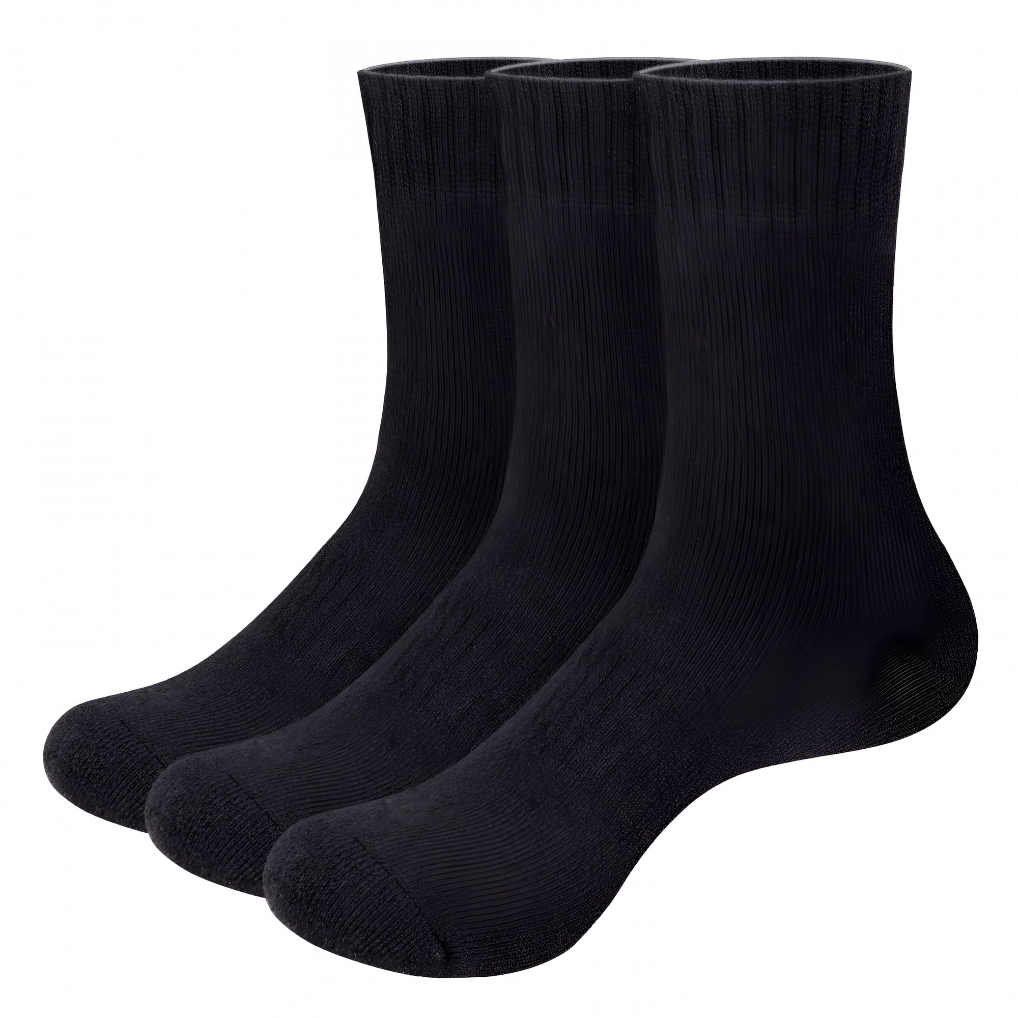 TELOLY Diabetic Socks for Men Women,Merino Wool Non-Binding Top Socks with Cushion Sole,Seamless Toe 3 Pairs Black 2XL