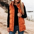 thumbnail image 2 of Womens Puffer Vests Hooded Sleeveless Quilted Zip Up Jacket with Snap Button Front and Pockets Cotton Solid Color Warm Outerwear for Outdoor Activities, 2 of 5
