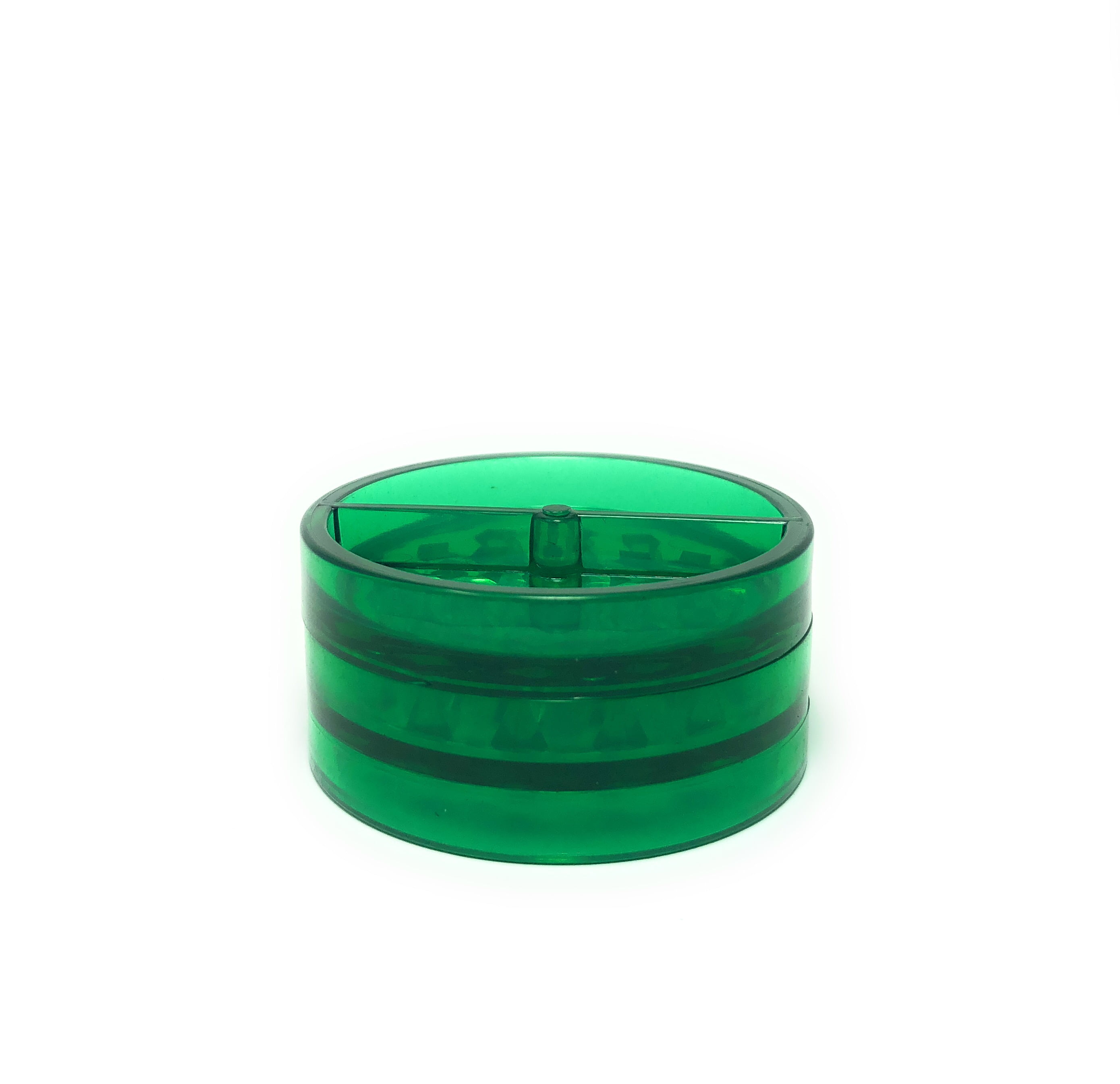 2 3/4 INCHES HARD PLASTIC 2-PIECE TOBACCO AND HERB GRINDER GREEN 
