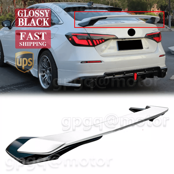 For Honda Civic Sedan 2022-2023 2Tone White HP Style Rear Trunk Spoiler Wing Kit