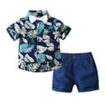 thumbnail image 1 of LUOGENLI Children's Clothing Summer Boys Suit Short Sleeve Floral Shirt Shorts Suit Outfits for Boys 2025 under 20 Blue 9-12 Months, 1 of 9