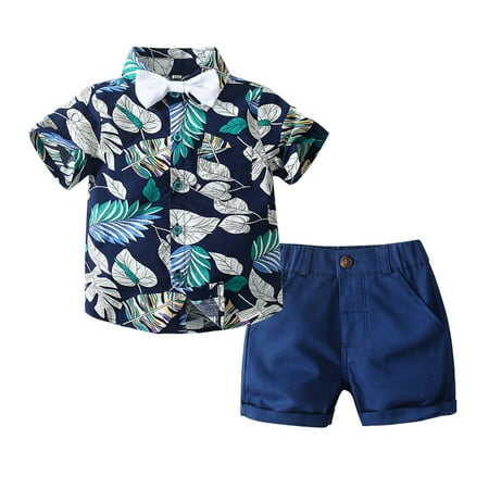 

Rovga Boys 2 Piece Outfit Children S Clothing Summer Suit Short Sleeve Floral Shirt Shorts Suit Boy Outfits