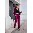 thumbnail image 5 of EKOUAER Women's Velvet Velor Tracksuits 2 Piece Lounge Outfits Zip Up Sweatshirt and Sweatpants with Pockets, 5 of 6
