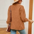 thumbnail image 5 of Winter Savings Clearance! Lindreshi Womens Shackets Coat in Clothing Clearance Women's Solid Corduroy Pocket Button Long Sleeve Loose Top Coat, 5 of 8
