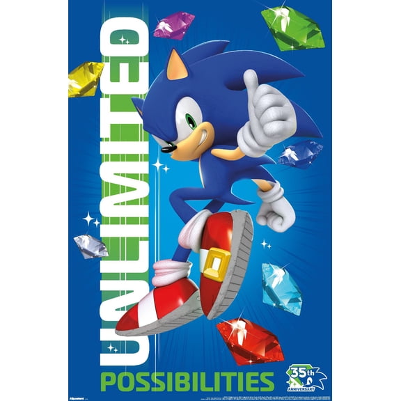 Sonic the Hedgehog (1991) - 35th Anniversary Thumbs Up Wall Poster, 14.725" x 22.375"