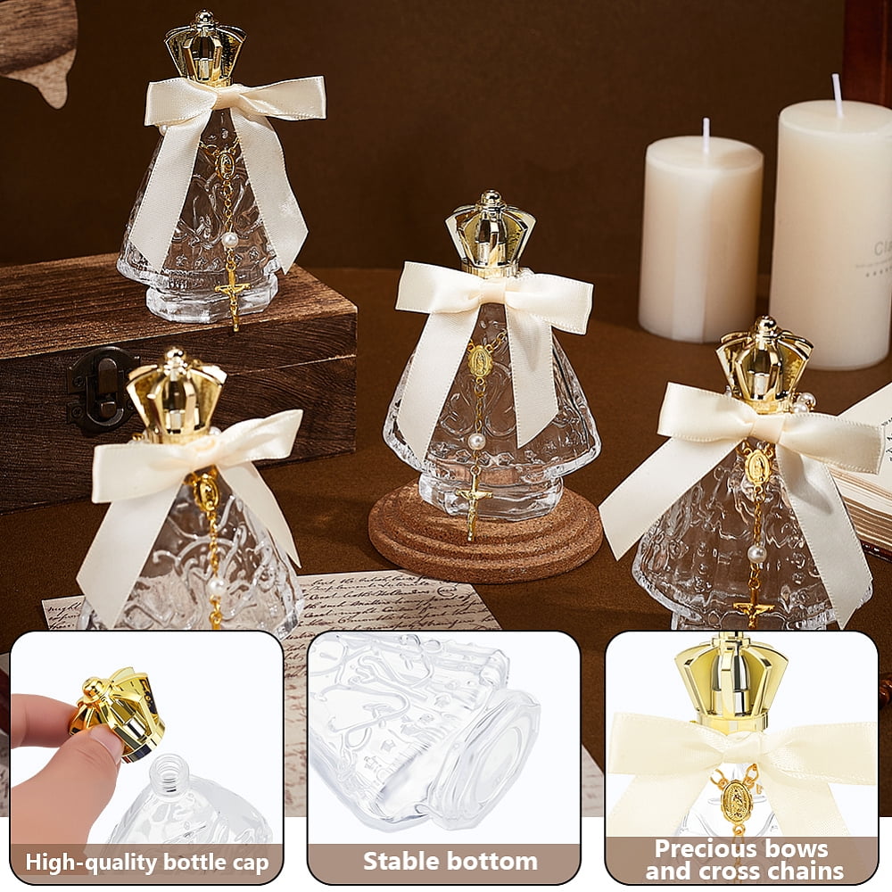 12Pcs Glass Perfume Refillable Bottles with 12Pcs Organza Gift Bags 12Pcs Polyester Packaging Ribbon Bowknot